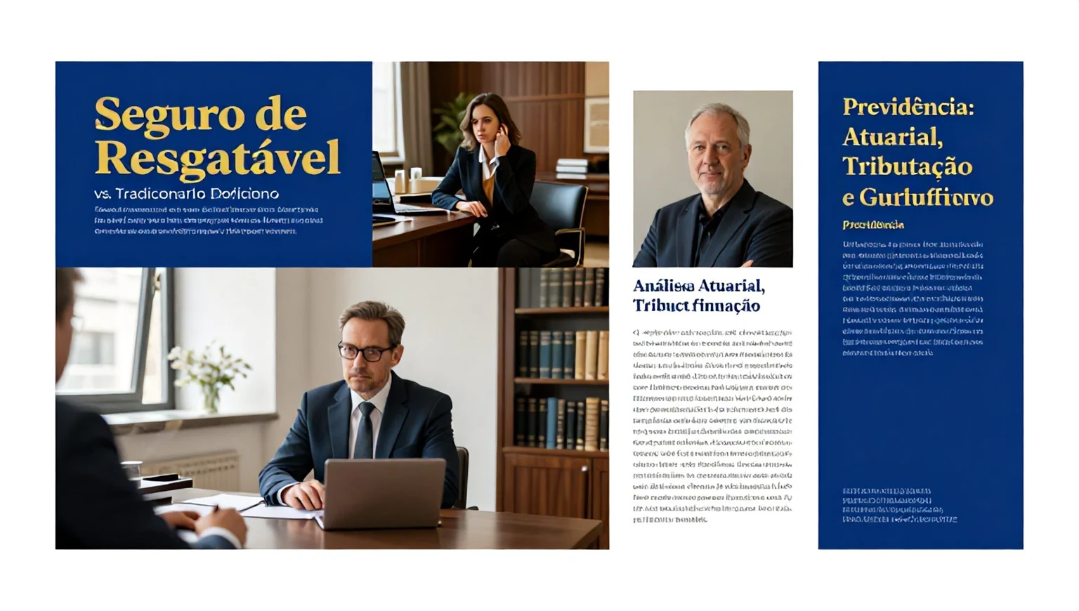 Documentos de planejamento sucessório e apólice de seguro de vida resgatável sobre mesa executiva